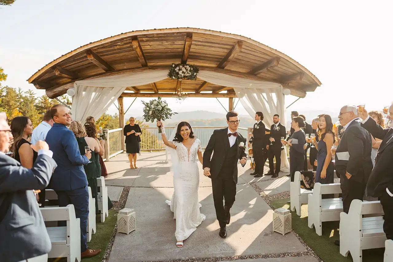 Bride and groom getting married